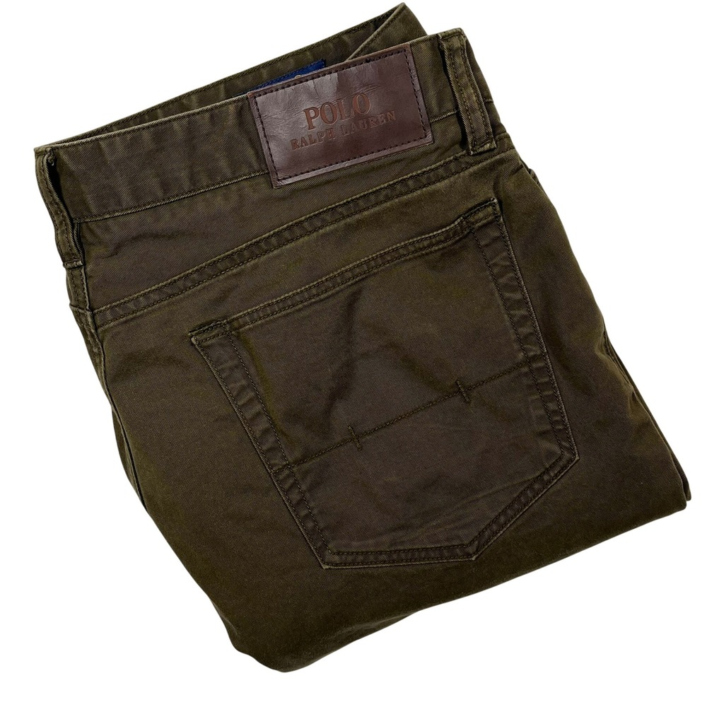 Polo Ralph Lauren Stretch Slim Fit Pants Mens 34x34 (Fits 36x34) Olive Green